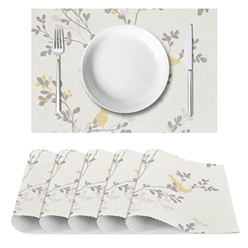 Set de table oiseau sur branche lot de 6 lavables 30x45 cm - 3