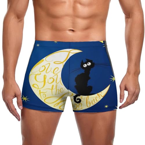 Maillot de bain homme anti frottement boxer de natation ajusté noir à motifs étoiles