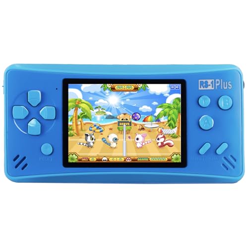 HigoKids Retro Classic Handheld Game Console Built in 218 Games AV Out Retro Childhood Family TV Video Game Controller 8.9cm LCD Large Screen 1 USB Charge Handheld Games for Adults-Royal Blue