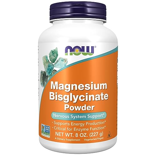 NOW Supplements, Magnesium Bisglycinate Powder, Enzyme Function*, Nervous System Support*, 8-Ounce
