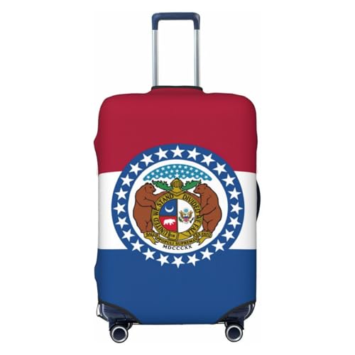 NBAGHPQ Missouri State Flag Print Double Sided Elastic Protection Universal Valigie Cover unica per bagagli, Nero , L