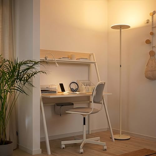 Image of Brightech Sky LED Floor lamp, Torchiere Super Bright Floor Lamp for Living Room Decor & Office - Dimmable, Tall Standing Lamp with Warm Light for Bedroom & Reading - Cream