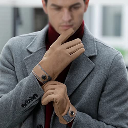 Guantes de invierno de cuero genuino y terciopelo elegante 5