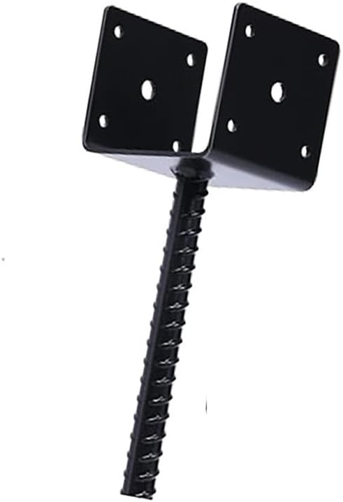 MTB U Shape Fence Post Holder Ground Spike Post Anchor Metal Black Powder Coated 4 Inches x 4 Inches 1 Pack