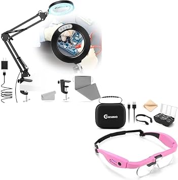 Magnifying Glass with Light, 1.5X-5.0X Magnifying Glasses with Carry Case, 10X Portable Magnifying Lamp, Magnifying Glasses for Close Work Crafts Jewelry