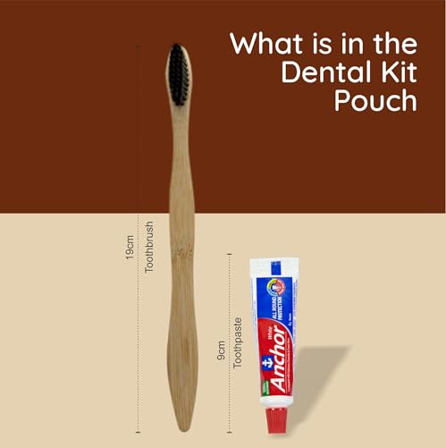 Image of Old Tree Eco-Friendly Dental Kit (Pack of 50) - Bamboo Toothbrush & 8g Anchor Toothpaste in Kraft Paper Pouch | Guest Room Amenities for Hotels, Resorts, Guest Houses, Hospitals