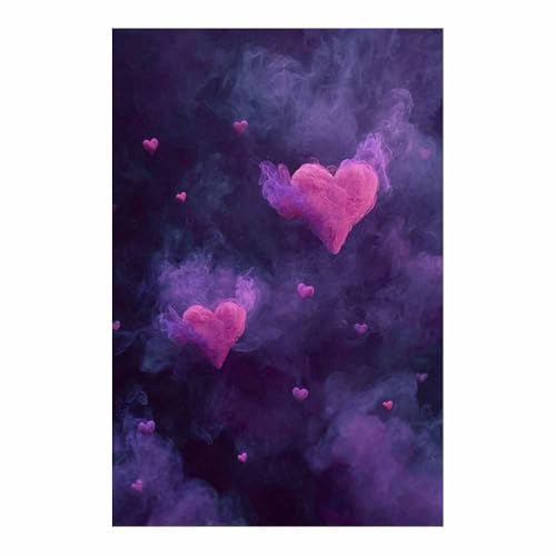 Toile murale romantique cœur fumé violet 70x100cm décoration grand format