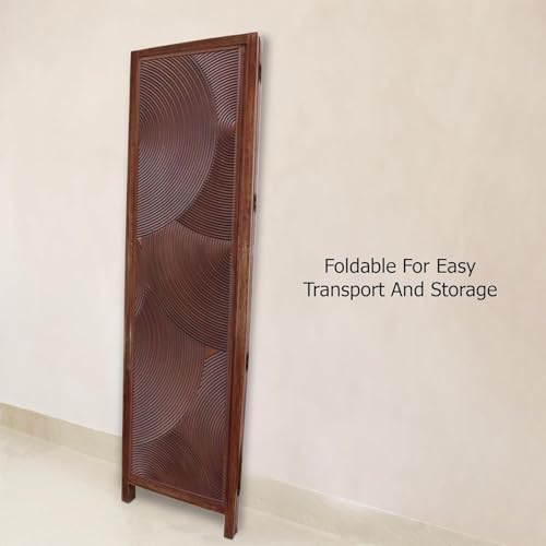 Image of Classic Wood & Craft Wooden Room Divider Partition for Living Room, Privacy Partition, Partition Wall, Divider for Makeup Studio /Office (5 Panels - Round Frame Design)