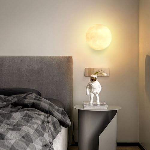 lampy ścienne do sypialni ściemniane LED księżyc przewodowe 3D drukowane okrągłe matowe światło kulowe do sypialni przy łóżku restauracji i salonu