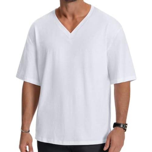 Oversized Tshirts for Men Graphic V Neck Short Sleeve Basic Tees Tops
