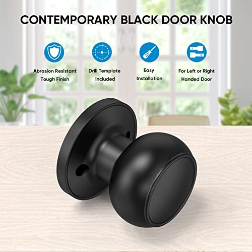 Ticonn 2 Pack Matte Black Door Knobs, Colonial Style Door Knob For Entrance, Bedroom, Bathroom And Closet (Dummy - Screws Outside, 2 Pack) #TOP4