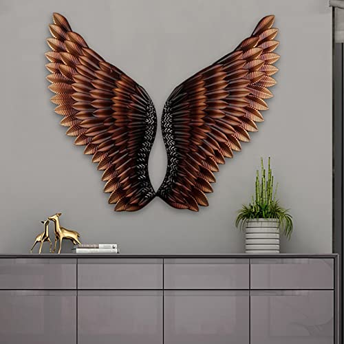 WRUJ Wanddekoration, 3D EIN Paar Engelsflügel Vintage Loft Schmiedeeisen Wohnzimmer Schlafzimmer Büro Wanddeko, Wandhalterung Hängende Skulpturen Kits Cover
