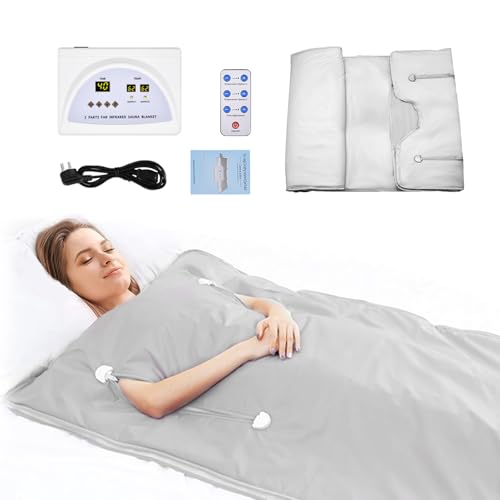 Ovshnrr 650 W Oxford Couverture Sauna Infrarouge avec Fermetures éclair, Couverture Vapeur Infrarouge lointain (FIR) avec Télécommande pour Transpiration, Relaxation,...