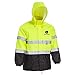 John Deere Unisex High Visability ANSI Class III Rain Suit Jacket and Bib with Color Block, High Visability, Water Resistant, and Reflective 3M Tape, Yellow, Black, Large (JD44530/L)
