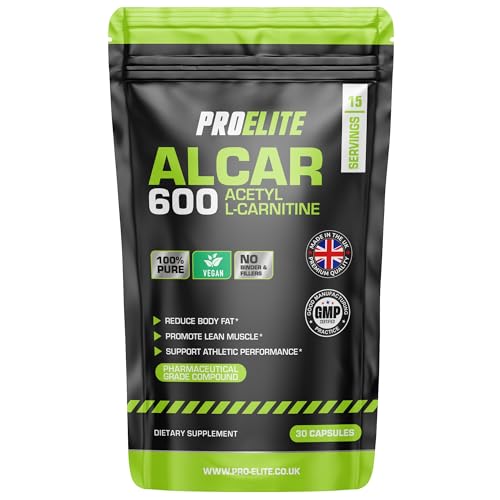 Acetyl L Carnitine Capsules - 1800mg Per Serving | 30 Capsules Vegan Pure Acetyl L-Carnitine Capsule Energy, Weight Loss Support, Fat Burner ALCAR NO Fillers & Binders - Made in UK by PROELITE