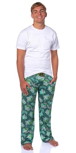 Mad Engine Pokemon Men's Bulbasaur #001 Vine Whip All Over Print Adult Pajama Pants Sleep Lounge Bottoms2