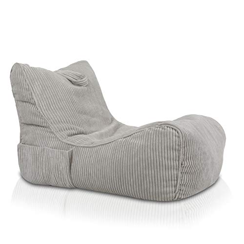 Ecopuf Flavio Chaise longue en velours, pouf, chaud, fauteuil, sac, avec poche et poignée, rembourré