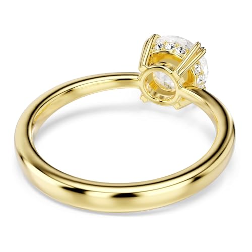 Swarovski Stilla Anello Cocktail, Gioiello Versatile Per Occasioni Speciali Con Zirconia, Pietre Scintillanti A Taglio Princess, Montatura A Griffe, Placcatura In Tonalità Oro, Taglia 55 - 4