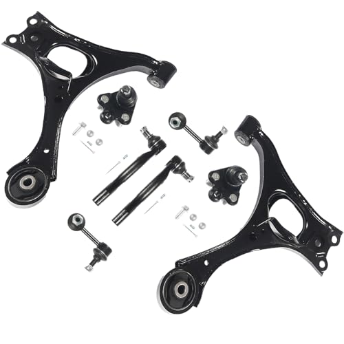 8PCS Suspension Kit Fit For Honda Civic 2006-2011 Front Lower Control Arms w/Ball Joint Sway Bar End Link Tie Rod 2007 2008 2009 2010 Repalcement For K620382 K620383