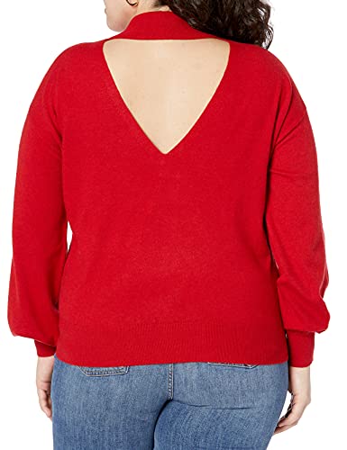 The Drop Women's Jaclyn Cutout Back Turtleneck Pullover, Flame Red, Xxl, Plus Size #TOP4