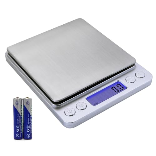 Barlunbee Gram Scale,Capacity 3000g Accuracy 0.1g Mini Food Scales Digital Weight Grams and Oz,Small Kitchen High Precision for Espresso,Baking,Jewelry,Soap Making,Silver