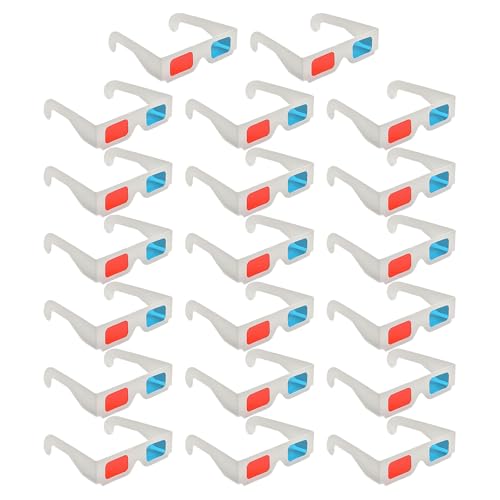 EHDWXVZM 20 Pezzi di Bicchieri 3D di Carta, Occhiali Portatili, Accessori per La Visualizzazione di Film, Adatti A TV, Computer, Proiettori.