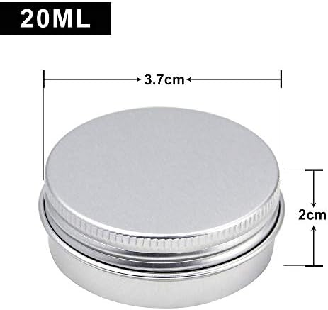 TANCUDER 20pcs Empty Travel Cosmetics Container Jars 20ml Aluminium Tin with Screw Lids Makeup Storage Containers Pots Bottles for Cream, Sample, Powder, Silver