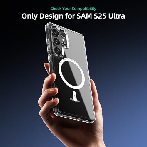 Image of ONES Magnetic for Samsung Galaxy S25 Ultra Slim Case, Compatible with Magsafe, Military-Grade Drop Guard, Anti-Yellowing, Shockproof Cover for Galaxy S25 Ultra, Scratch-Resistant, Transparent