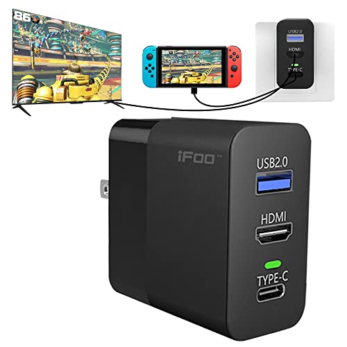 Switch Dock Charger for Switch OLEDï¼ŒiFoo 3 -Port GaN Tech Portable Replacement Switch TV Dock with USB 2.0 Port ï¼ŒUSB C to HDMI Adapterï¼ŒCovert Dock Switch for Android Smartphone Tablet
