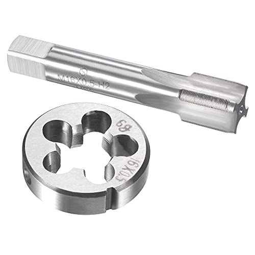 Image of sourcing map M16 x 0.5mm Metric Tap and Die Set, Machine Thread Screw Tap with Round Threading Die, Tap & Die Kit for Nut Screw Bolt Thread Repair