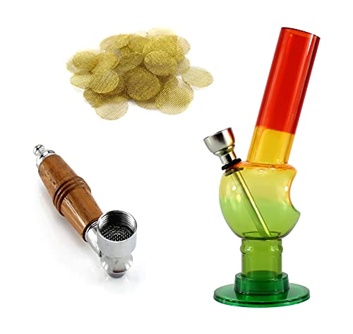 Budawi® Mini Acrylbong im Set mit Kleiner Pfeife und Messing Siebe (Wundertüte)