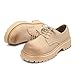 Men's Platform Chunky Dress Shoes Patent Leather Lace Up Oxfords Casual Derby Business Shoes (Beige,9)