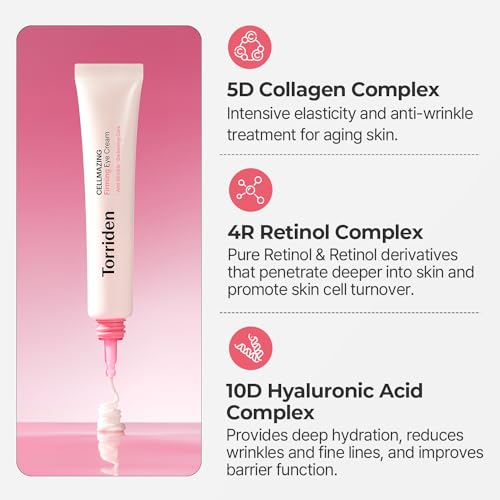 Torriden CELLMAZING Low Molecular Collagen Firming Eye Cream with an Eye Massager | Wrinkle Improvement, Dull, Dark Circles Care with 5D Collagen Complex and 4R Pure Retinol | 1.01 fl.oz - Thumbnail 5