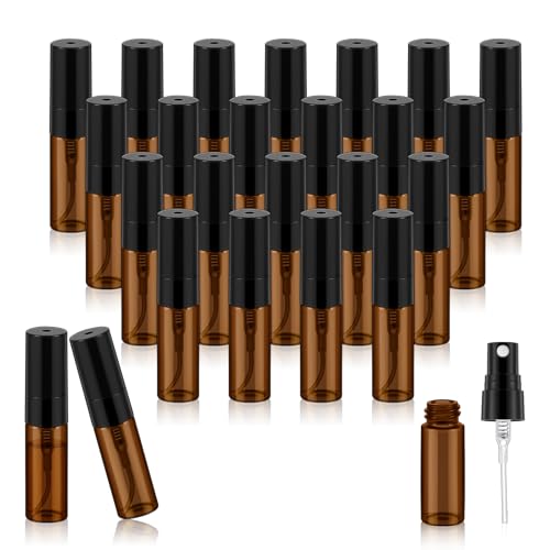 Zhehao 50 Pcs Mini Spray Bottles, Perfume Bottle, Amber, 3 Ml