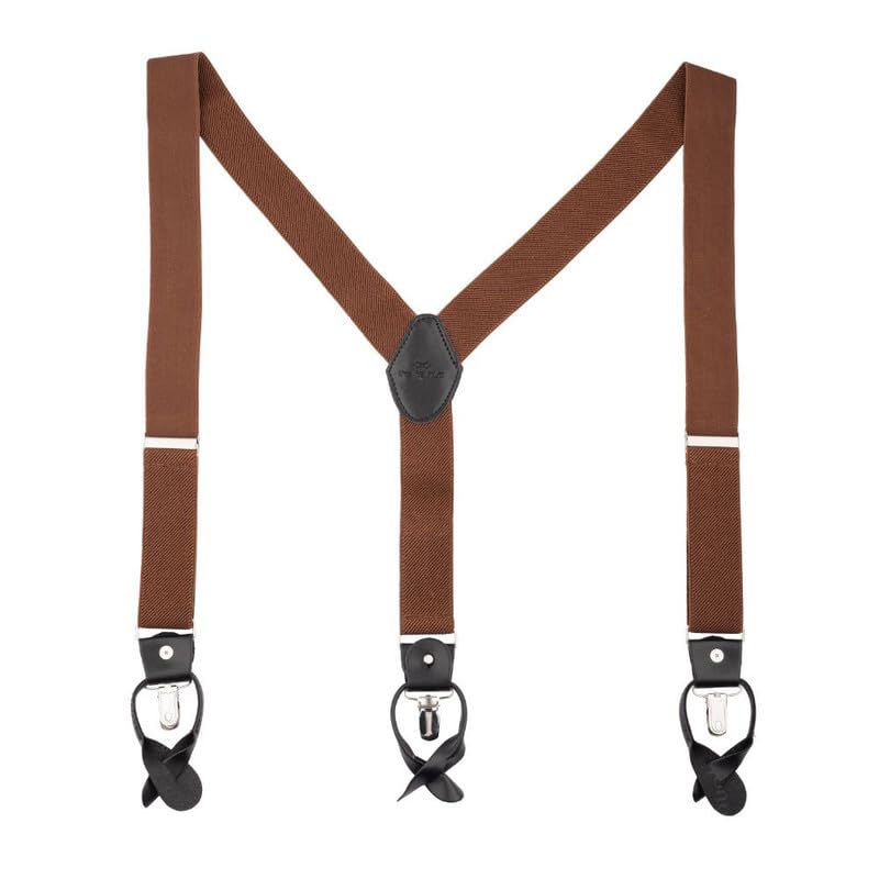 Image of The Tie Hub Button Suspenders for Men | Gentry Button-On Y-Back Elastic Braces | Adjustable 1.25 Inch | Formal Wedding