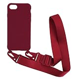 Cordon de Coque Compatible avec iPhone 6 Plus/7 Plus/8 Plus(5.5'),Lanyard Case Housse Réglable Collier Étui Silicone TPU Cover Bumper Mince Antichoc Cover-Rouge