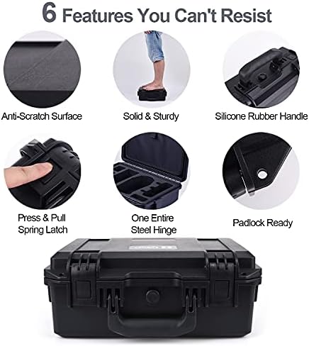 Lykus Titan MA220 Waterproof Hard Case for DJI Air 2S/Mavic Air 2 Fly More Combo, Dedicated Space for up to 11-inch iPad or Android Tablets and Holder