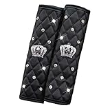 Felimoa シートベルトパッド クラウン 車用 レザーベルトカバー ラインストーン 2本セット