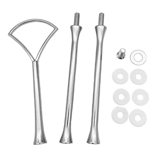 3-Tier Silver Cake Stand Kit - Decorative Tray Holder with Removable Rod & Handles for Wedding Cupcake Displays