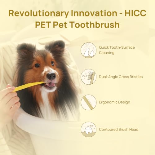 Image of HICC PET Single-Head Toothbrush for Cats & Small Dogs, Easy Teeth Cleaning | Compact Triple-Bristle Head and 16 Ergonomic Handle Make Daily Teeth Cleaning Easier for Cats and Small Dogs After Meals.