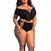 Produktbild Hevoiok Damen Bademode große größen Sexy Bikini-Sets Bandge Push-up Bandeau Gepolstert Hoher Taille Rüsche Bikinis Oversize Sport Zweiteilig L-5XL (Schwarzer, 3XL)