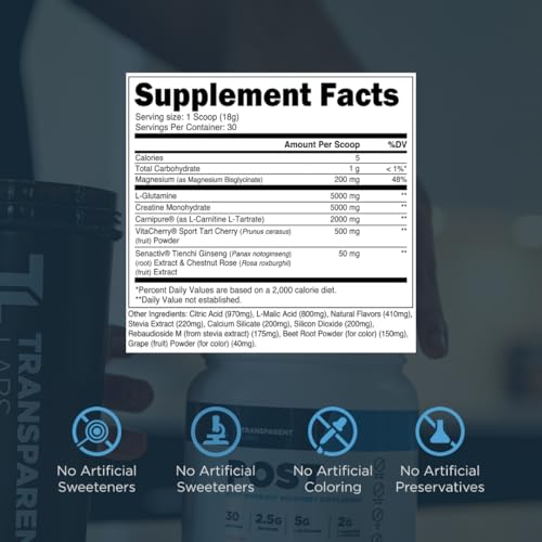 Transparent Labs Post - Post-Workout Recovery Muscle Builder with L-Glutamine, Beta-Alanine and BetaPure Betaine Anhydrous for Muscle Recovery and Muscle Building - 30 Servings, Black Cherry - Image 4