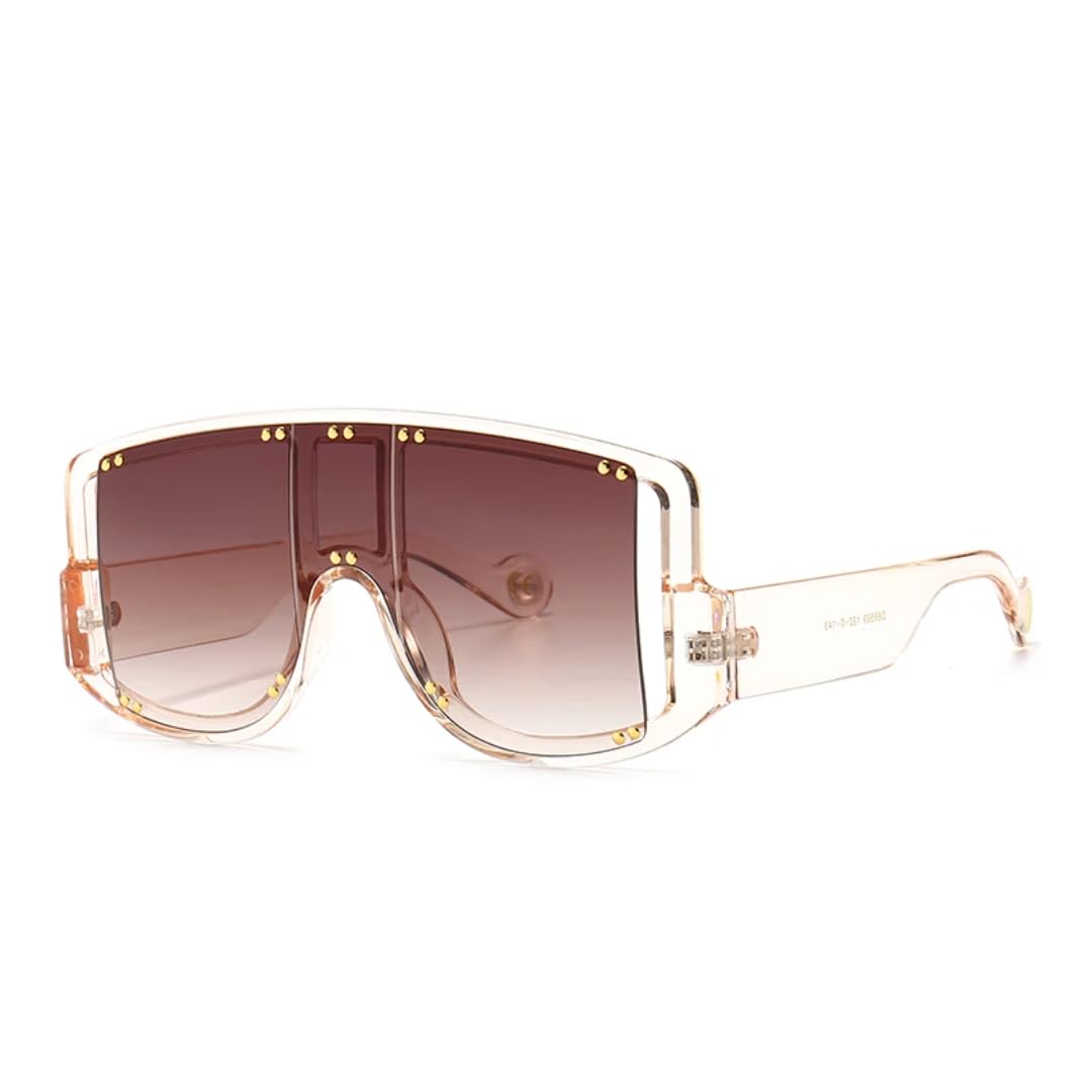 Lunettes de soleil rétro en monture large d'exception aux rivets polis main - 7