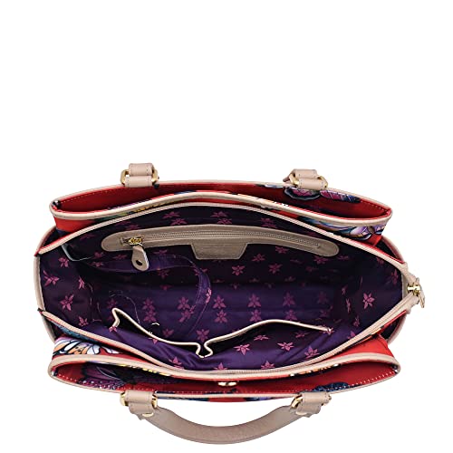 Anuschka Multicompartment Satchel-Wanderlust Collection-Nylon Fabric with Leather Trim and Artwork Print4