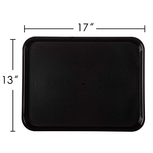 Eslite Rectangular Plastic Serving Trays,Fast Food Serving Cafeteria Trays,17"X13",Set of 6 (Black)
