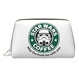 化粧ポーチ スターウォーズ コーヒー レディース 化粧バッグ コスメポーチ メイクポーチ PUレザー 化粧品袋 おしゃれ 収納ポーチ 小物入れ 大容量 多機能 軽量 旅行 出張 プレゼント