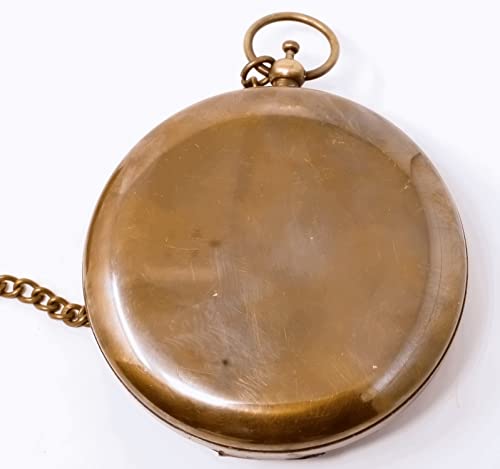 A S Handicrafts Brass Sundial Compass With Leather Case And Chain - Push Open Mechanism Vintage Steampunk Accessory - Antiquated Finish Pocket Compass #TOP7