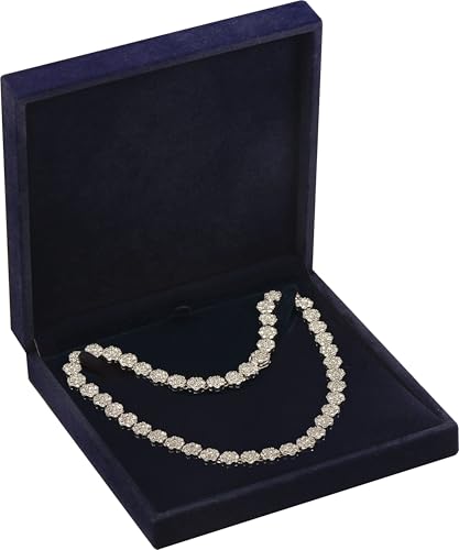 LAODA Big Necklace Chain Jewelry Gift Box Soft Touch Premium Velvet Material Choker Necklace Storage Holder Box for Women Men Size 6.4(W)*6.4(D)*1.5(H) (1 Navy Blue)