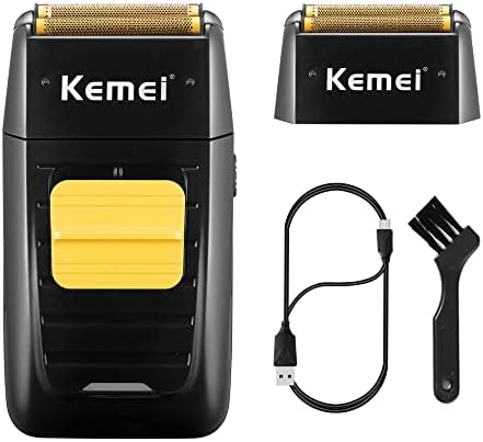 KEMEI Double Foil Professional Electric Shaver for Men Electric Razors Head Shaver for Bald Men Barber Supplies Hair & Beard Trimmer Cordless Rechargeable Gifts for Men Fathers Husband Boyfriend