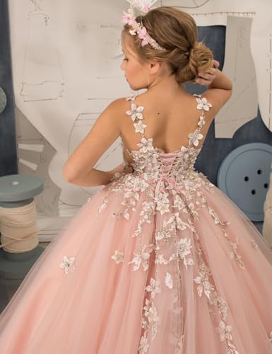 Flower Girl Dress for Wedding Lace Applique First Communion Dress Puffy Tulle Pageant Dresses for Girls4